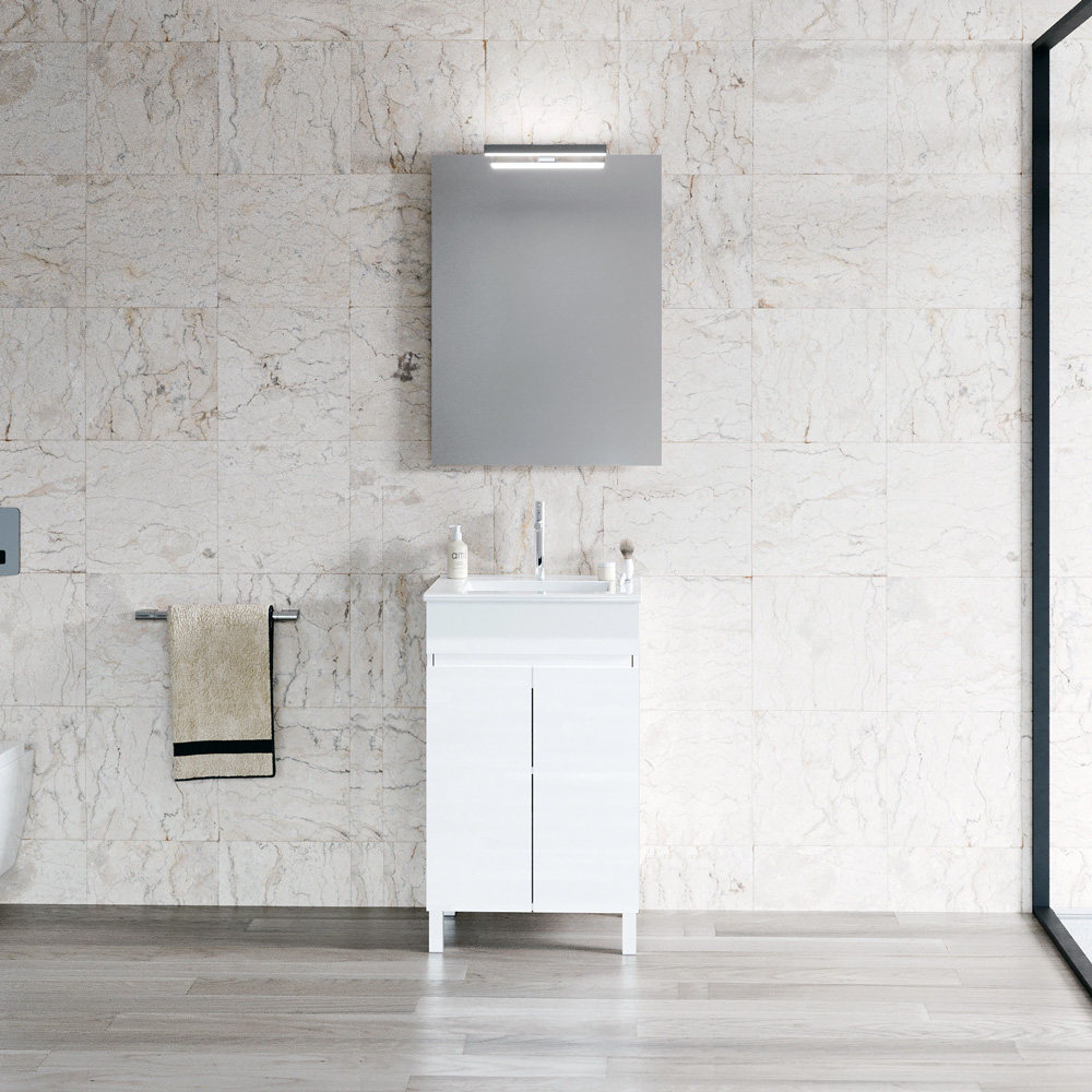Conj Movel Wc Lavat + Espelho Eco 50 Branco - AML