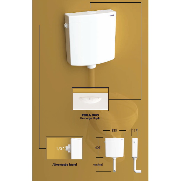 Autoclismo C/Mec Desc ABS PERLA DUO Bco - SYON