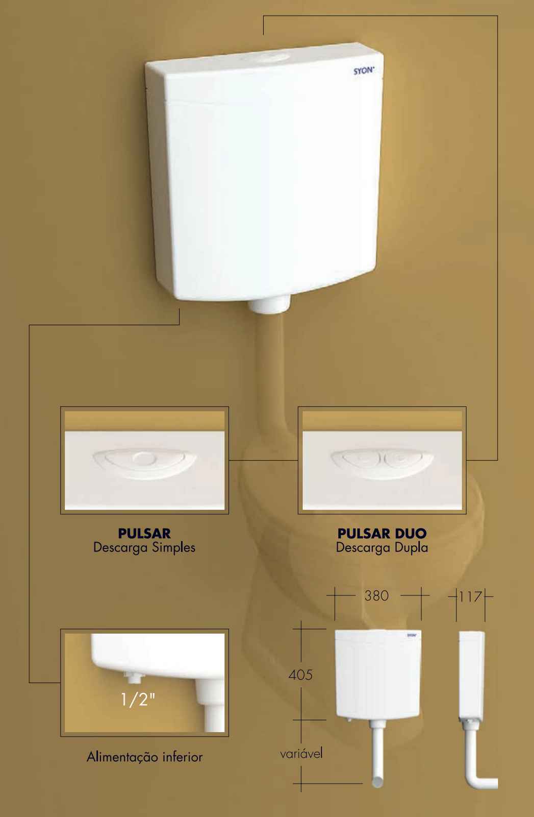 Autoclismo C/Mec Desc ABS PULSAR DUO Bco - SYON
