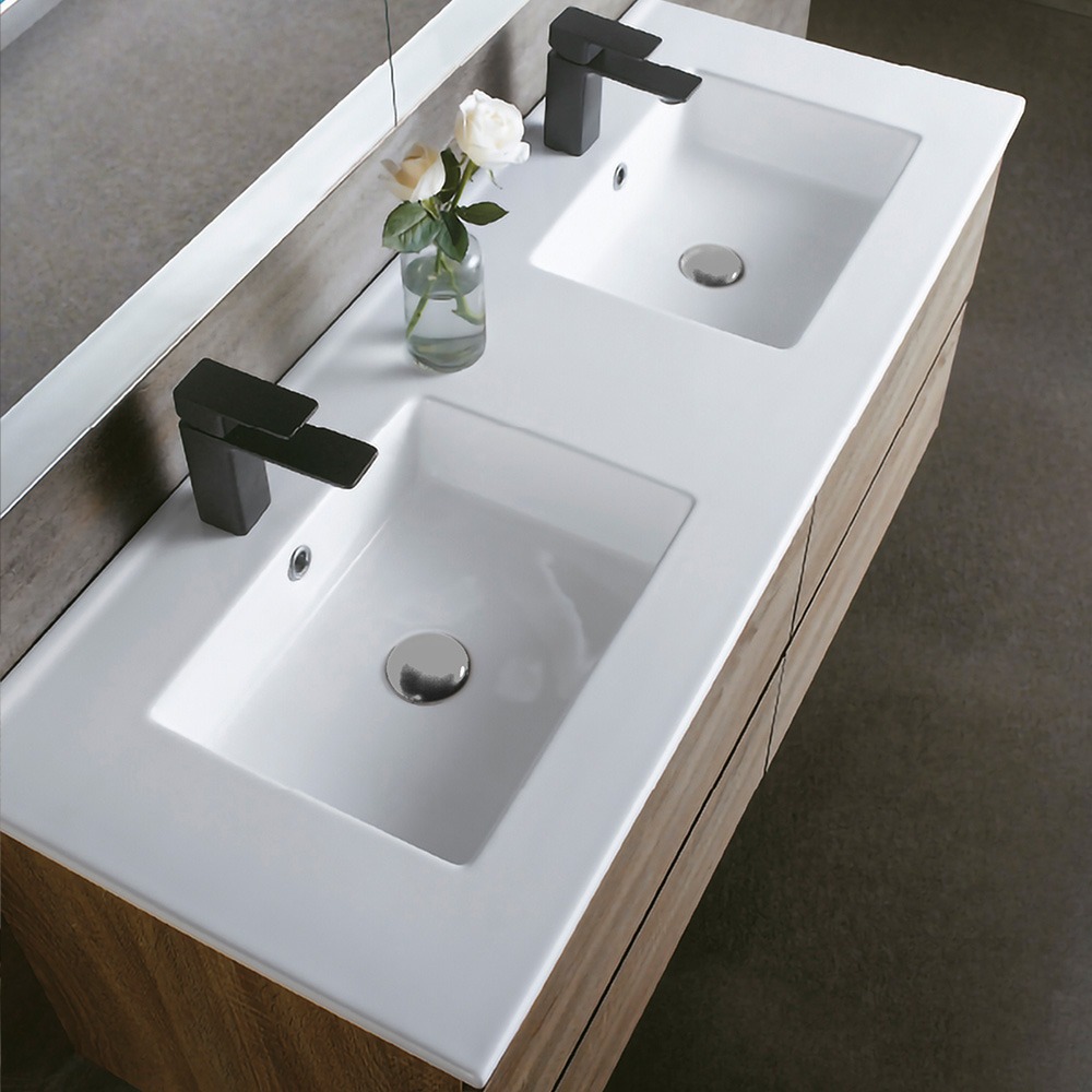 Lavatorio Flate 121x46 Duplo Branco - AML