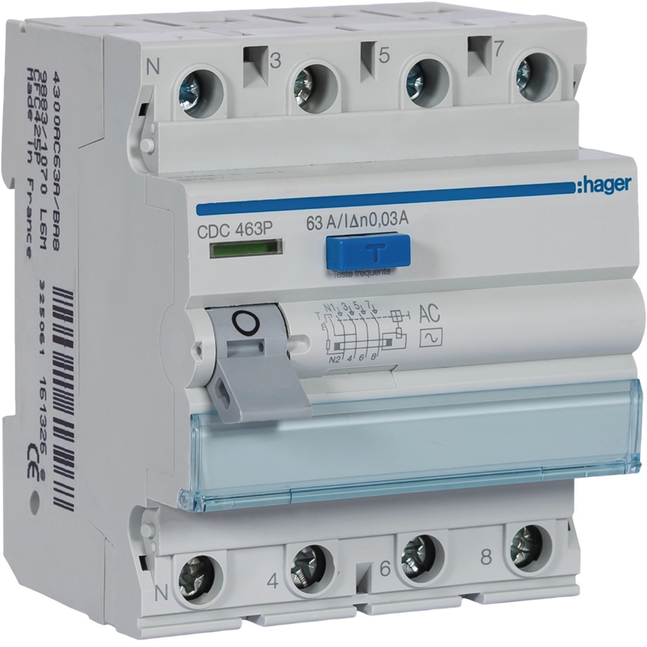 Interruptor Diferencial 4P 63A 30mA CDC463P (EU) - HAGER