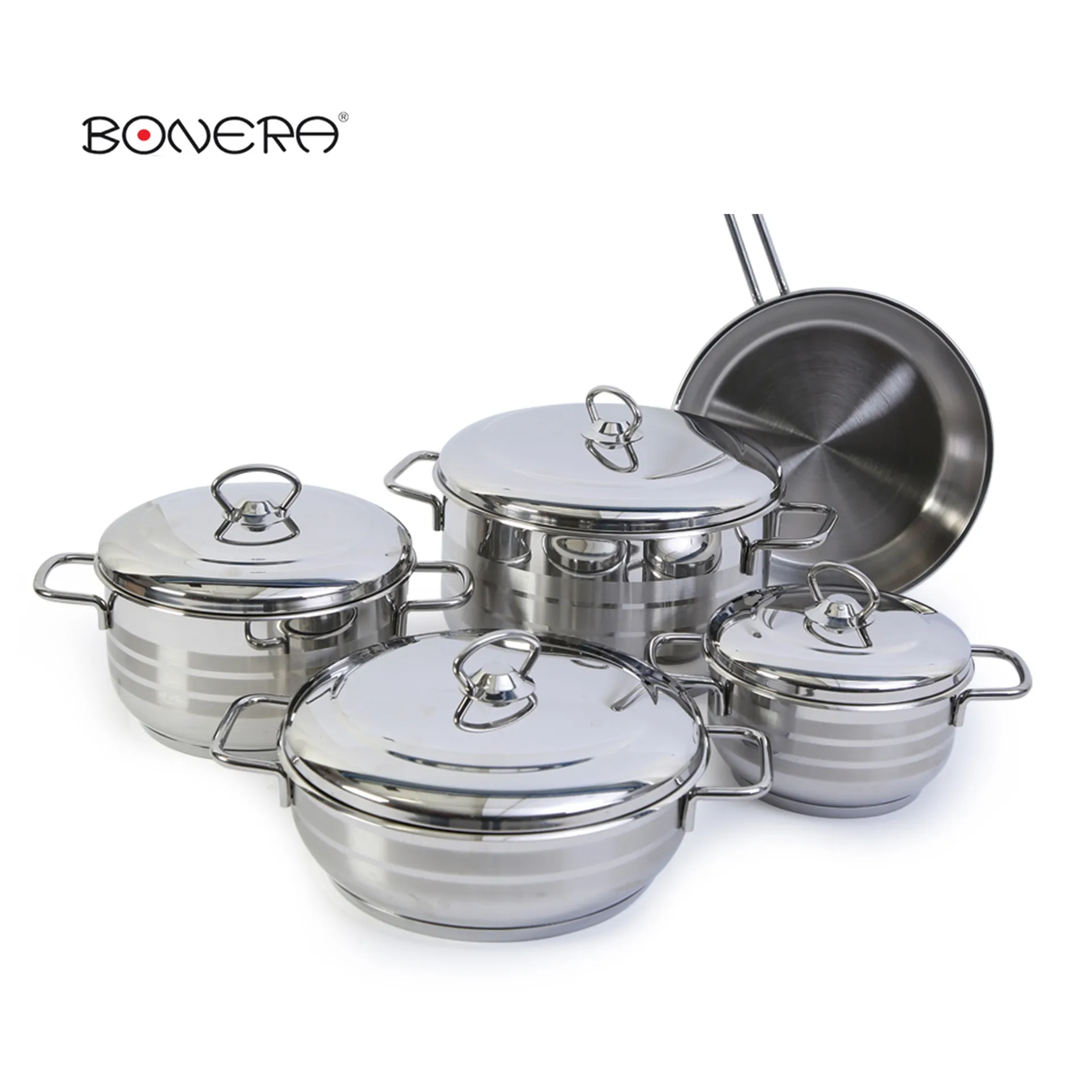 Jogo Panelas Aço Inox DIAMOND 9Pcs - BONERA/FLORA